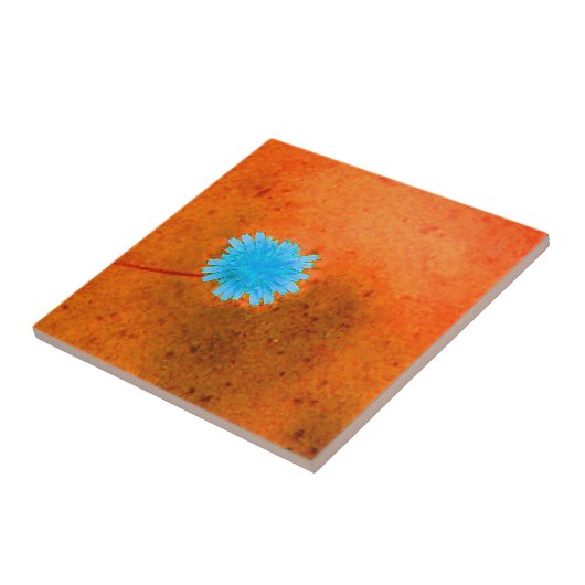 Lone Light Blue Flower Tegeltje (Zijkant)