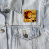 Lone Lion Vierkante Button 5,1 Cm (In situ)