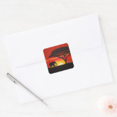 Lone Olifant in Afrikaanse zonsondergang Vierkante Sticker (Envelop)