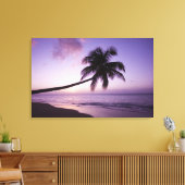 Lone palm tree at sunset, Coconut Grove strand 2 Canvas Afdruk (Insitu (Woonkamer))