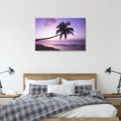 Lone palm tree at sunset, Coconut Grove strand 2 Canvas Afdruk (Insitu (Slaapkamer))