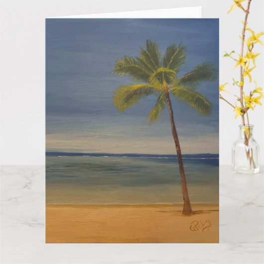 Lone Palm Tree on the Beach, door Gary Poling Kaart (Gele Bloem)