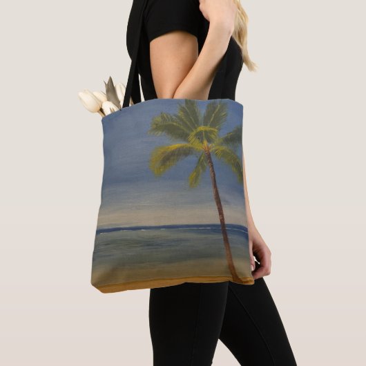 Lone Palm Tree on the Beach, door Gary Poling Tote Bag (Dichtbij)