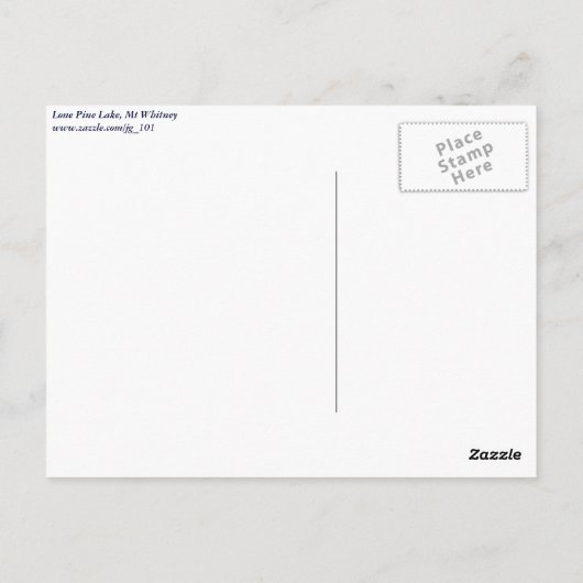 Lone Pine Lake, Mt Whitney Briefkaart (Achterkant)