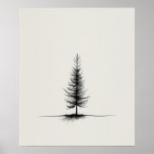 Lone Pine Tree moderne zwarte lijn kunst minimalis Poster (Voorkant)