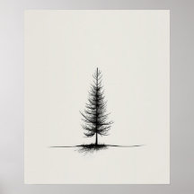 Lone Pine Tree moderne zwarte lijn kunst minimalis