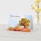 Lone Pinyon Pine Tree Christmas Belssings Vakantie Kaart (Gele Bloem)