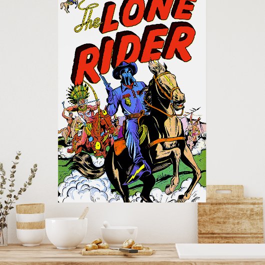Lone Rider en de Apache  strips Poster (Keuken)