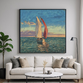 Lone Sailboat - Impressionisme Stijl Zeegezicht Ku Poster