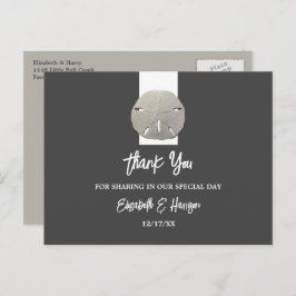 Lone Sand Dollar - Charcoal Gray - Beach Wedding Briefkaart