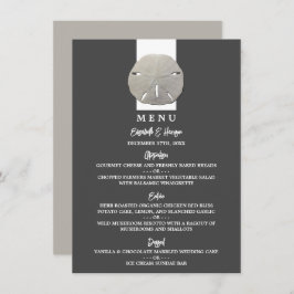 Lone Sand Dollar - Charcoal Gray - Beach Wedding Menu