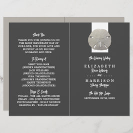 Lone Sand Dollar, Charcoal Gray, Wedding Program