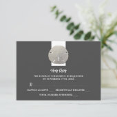 Lone Sand Dollar - Charcoal Gray - Wedding RSVP Kaartje (Staand voorkant)