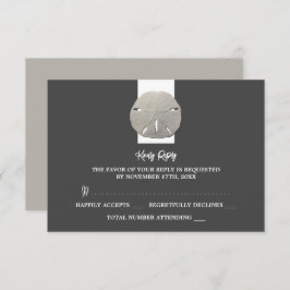 Lone Sand Dollar - Charcoal Gray - Wedding RSVP Kaartje