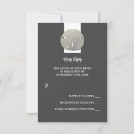 Lone Sand Dollar - Houtskool Grijs - Bruiloft RSVP Kaartje