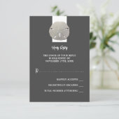 Lone Sand Dollar - Houtskool Grijs - Bruiloft RSVP Kaartje (Staand voorkant)