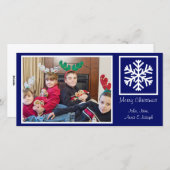 Lone Snowflake Kerstkaarten (Navy Blue) Feestdagenkaart (Voorkant / Achterkant)