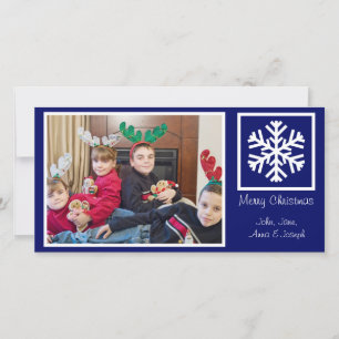 Lone Snowflake Kerstkaarten (Navy Blue) Feestdagenkaart