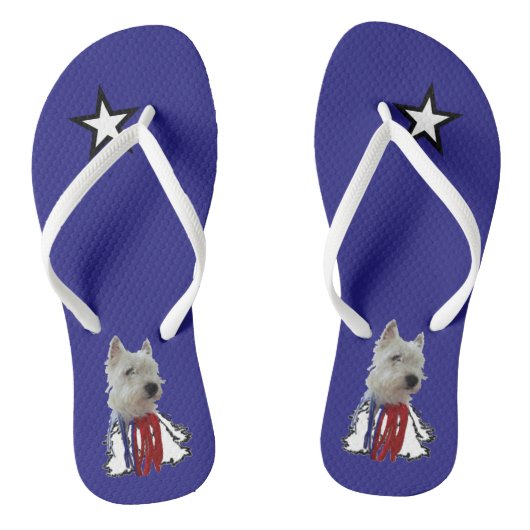 Lone Star - Amerikaanse vlag Westie Teenslippers (Voetbed)