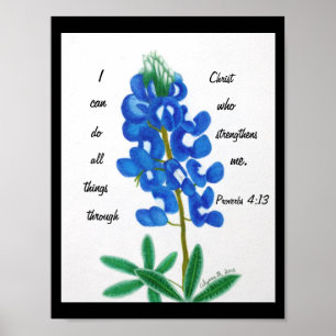 Lone Star Bluebonnet Inspirerend afdrukken Poster