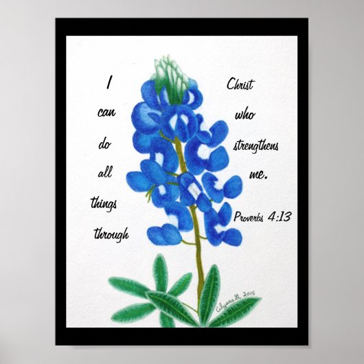 Lone Star Bluebonnet Inspirerend afdrukken Poster (Voorkant)