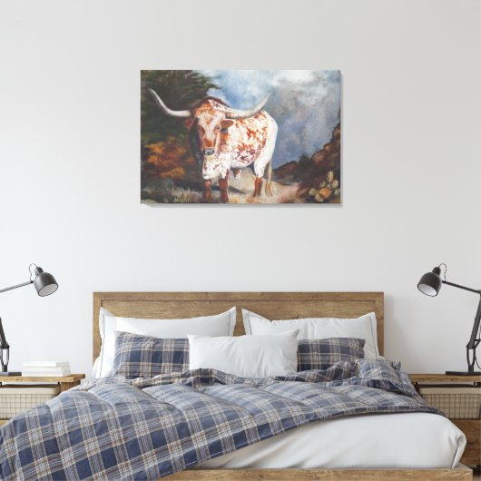 Lone Star Longhorn Canvas Afdruk (Insitu (Slaapkamer))
