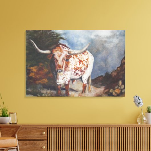 Lone Star Longhorn Canvas Afdruk (Insitu (Woonkamer))