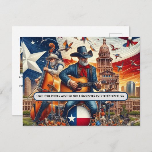 Lone Star Pride: Onafhankelijkheidsdag van Texas Briefkaart (Voorkant / Achterkant)