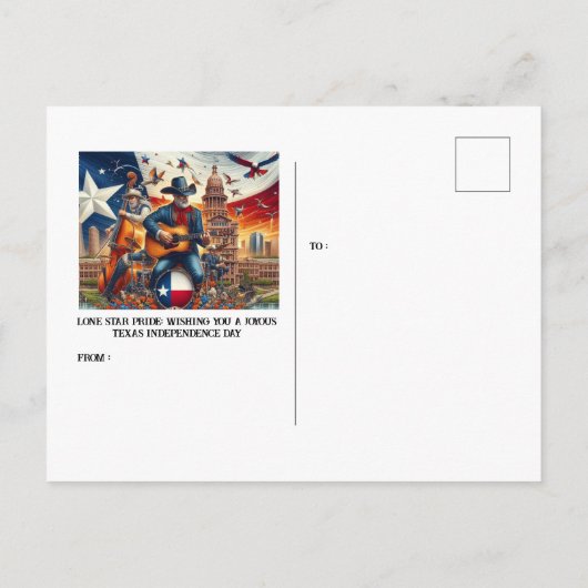 Lone Star Pride: Onafhankelijkheidsdag van Texas Briefkaart (Achterkant)