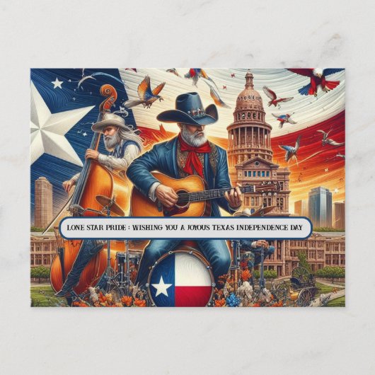 Lone Star Pride: Onafhankelijkheidsdag van Texas Briefkaart (Voorkant)