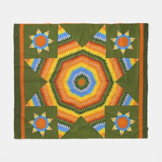 Lone Star quilt Fleece Deken (Voorkant (Horizontaal))