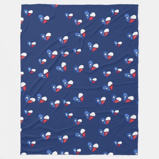 Lone Star State Texas Flag Heart Fleece Deken (Voorkant)