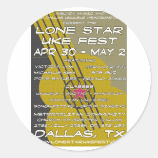 Lone Star Uke Fest Poster Art Ronde Sticker