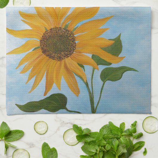 Lone Sunflower - Een keukenhanddoek (Gevouwen)