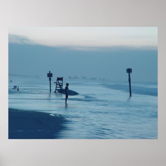 Lone Surfer Dusk Ponce Inlet FL Beach Poster (Voorkant)