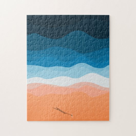 Lone Surfer op het strand Legpuzzel (Verticaal)