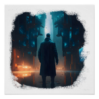 Lone Survivor in een Post-Apocalyptic City Perfect Poster