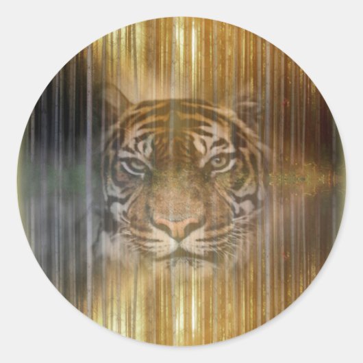 Lone Tiger Design Ronde Sticker (Voorkant)