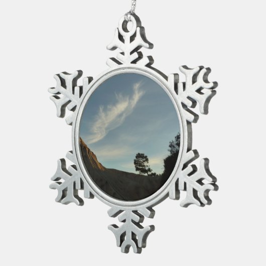 Lone Torrey Pine California Sunset Landschap Tin Sneeuwvlok Ornament (Rechts)