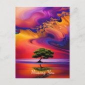 Lone Tree in Water Colorful sky Briefkaart (Voorkant)