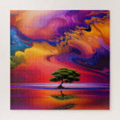 Lone Tree in Water Colorful sky Legpuzzel (Verticaal)