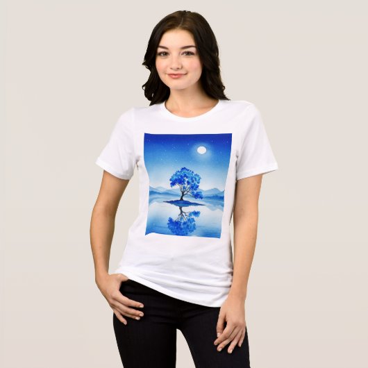 Lone tree on a small island Tri-Blend shirt (Voorkant volledig)