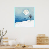 Lone Tree: Serene Full Moon Silence Art Poster (Keuken)
