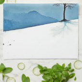 Lone Tree: Serene Full Moon Silence Art Theedoek (Gevouwen)