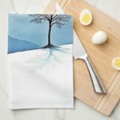 Lone Tree: Serene Full Moon Silence Art Theedoek (Quarter Fold)