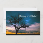 Lone Tree Sunset Country Wedding Invitations Kaart (Achterkant)