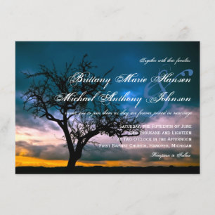 Lone Tree Sunset Country Wedding Invitations Kaart