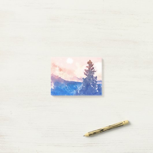 Lone Tree-Waterverf Post-it® Notes (Op bureau)