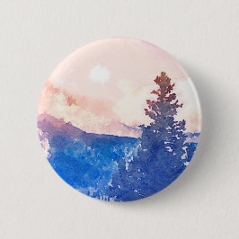 Lone Tree-Waterverf Ronde Button 5,7 Cm