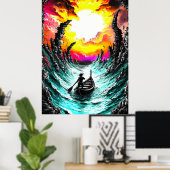 Lone Voyager - Surrealistische Stormy Zee Fantasy Poster (Thuiskantoor)